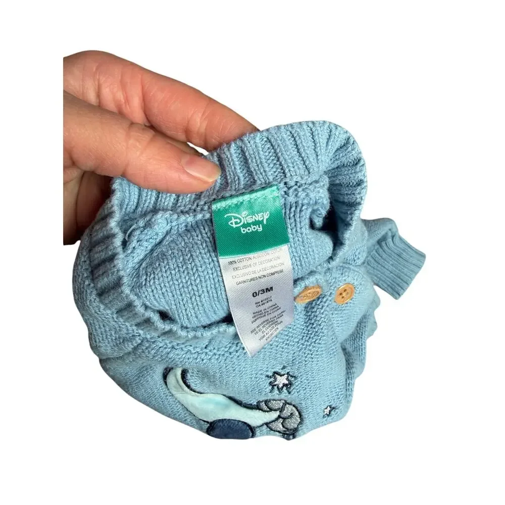 Disney Baby Mickey Mouse Knit Sweater - Light Blue - Size 0/3 Months - Cotton